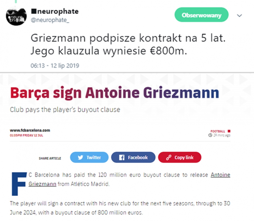 Oficjalna KLAUZULA wykupu w kontrakcie Griezmanna z Barcą!